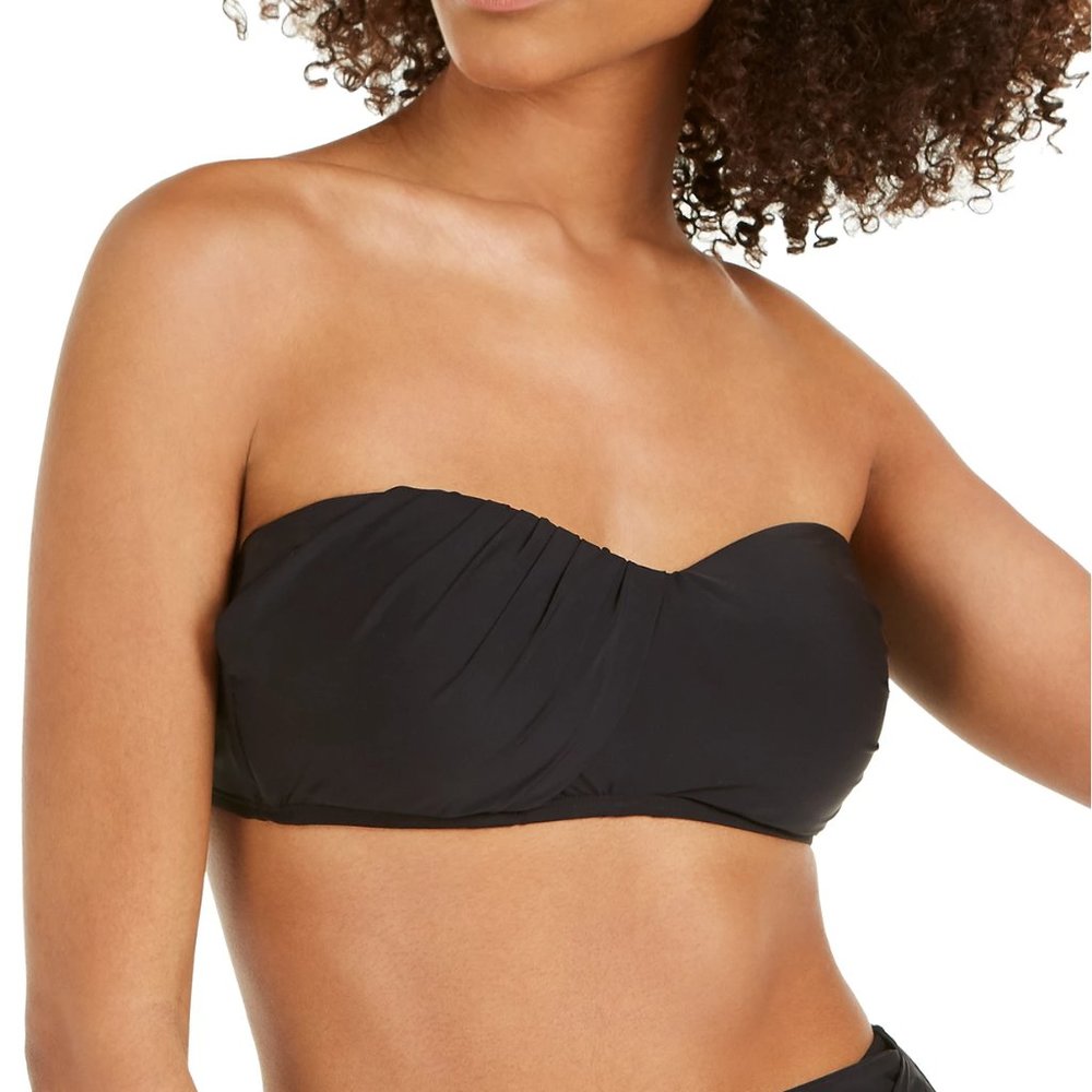 DKNY Draped-Front Bandeau Bikini Top